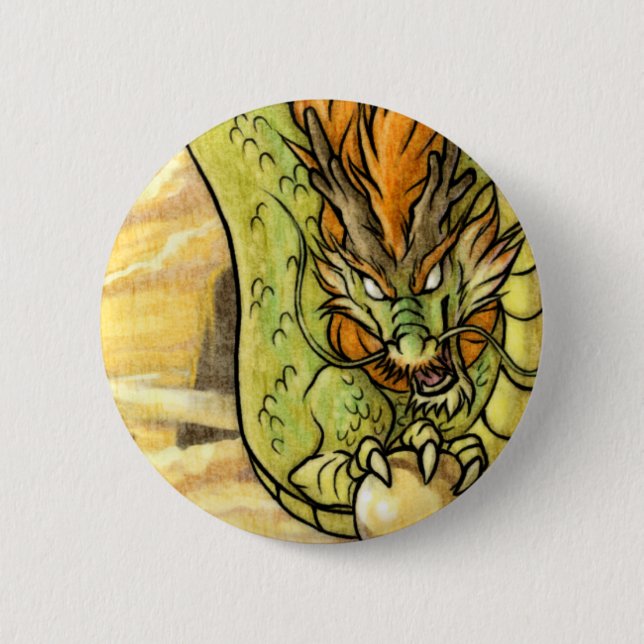 Chinese dragon 2 inch round button (Front)