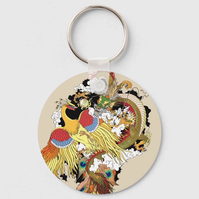 Chinese dragon and phoenix keychain (Front)