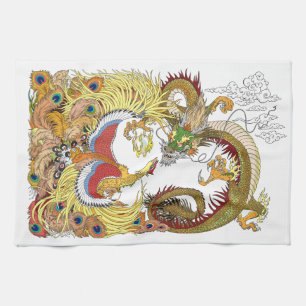 Chinese dragon and phoenix kitchen towel