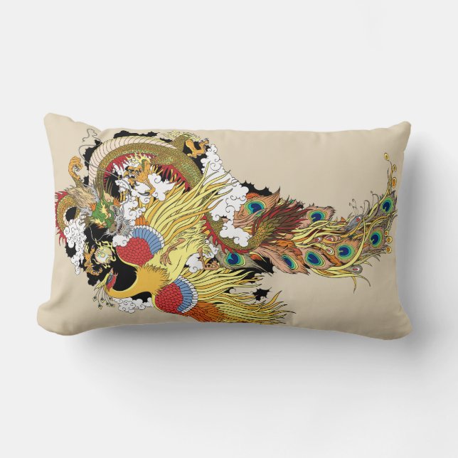 Chinese dragon and phoenix lumbar pillow (Front)