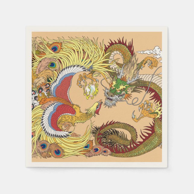 Chinese dragon and phoenix napkin (Front)