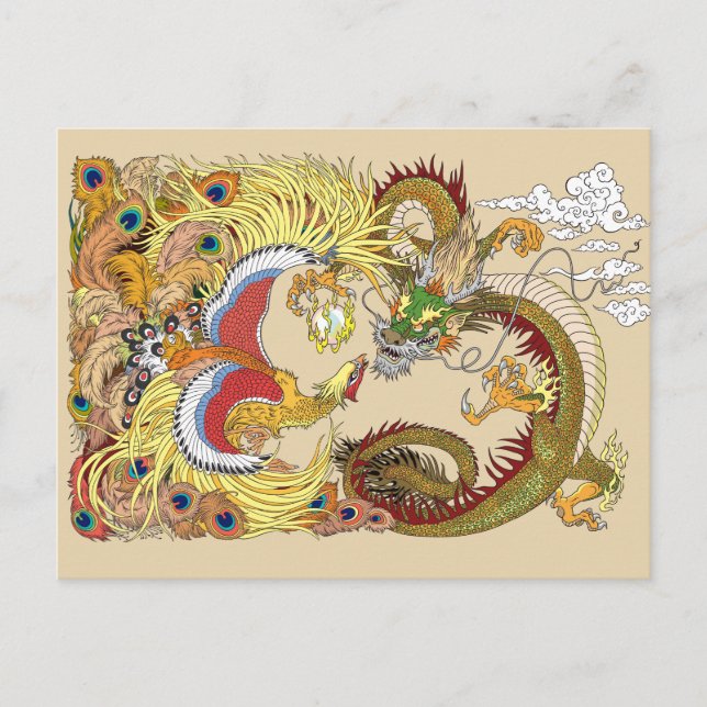 Chinese dragon and phoenix postcard (Front)