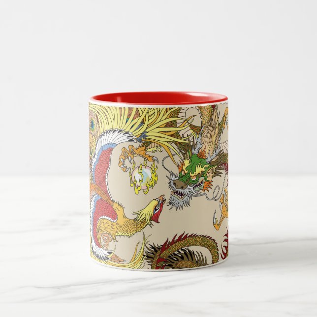 Chinese dragon and phoenix Two-Tone coffee mug (Center)