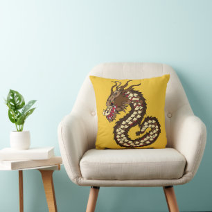 Chinese Dragon Art Throw Pillow