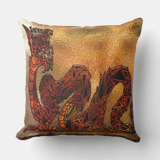 Chinese Dragon Asian Motif Throw Pillow (Front)