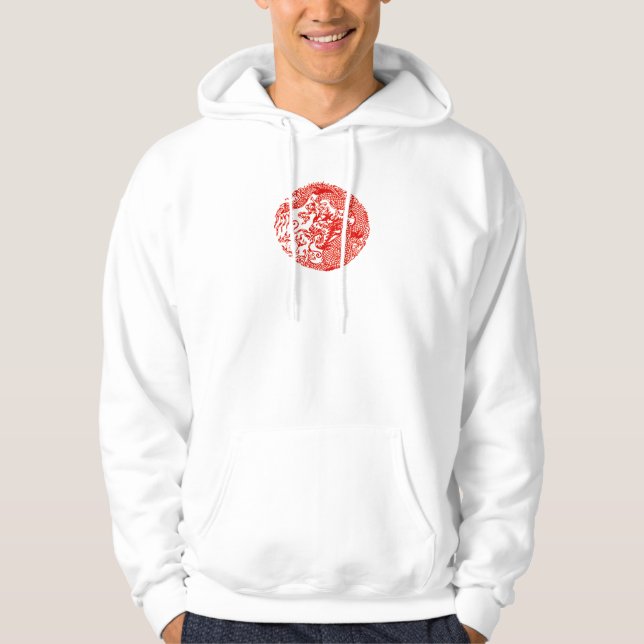 chinese dragon circle with Lettering on Back Hoodie (Front)