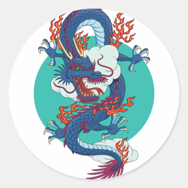 Chinese Dragon Classic Round Sticker (Front)