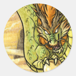Chinese dragon classic round sticker
