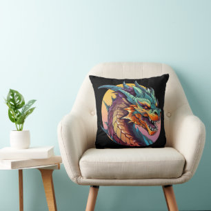 Chinese Dragon Colourful Cartoon Throw Pillow