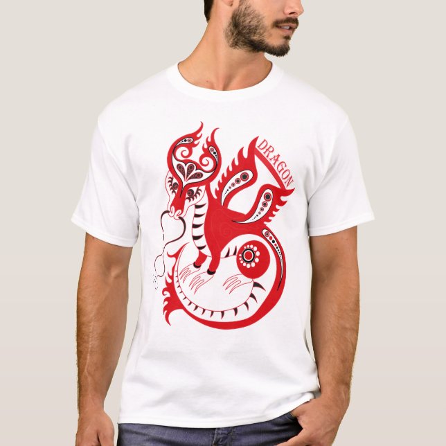Chinese Dragon Drawing Graphic T-Shirt (Front)