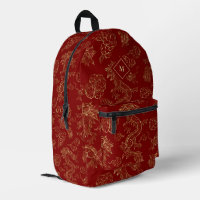 Chinese Dragon Gold and Dark Red