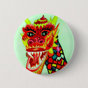 Chinese Dragon Head 2 Inch Round Button