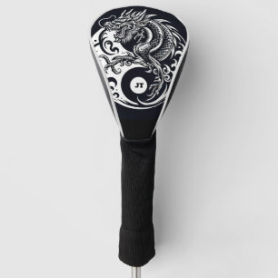 Chinese Dragon in Black and White Personalized Golf Head Cover