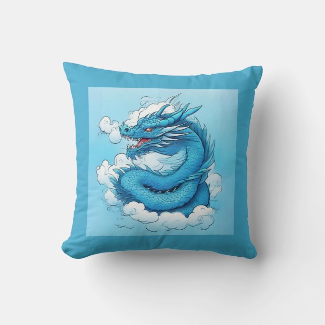 Chinese Dragon in the Clouds Throw Pillow (Front)