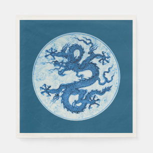 Chinese Dragon, Indigo Blue and White Napkins