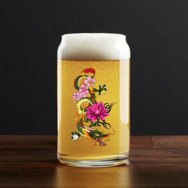 Chinese Dragon Lotus Cherry Blossoms Can Glass (Creator Uploaded)