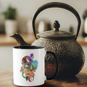 Chinese Dragon Lotus Cherry Blossoms Mug
