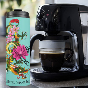 Chinese Dragon Lotus Cherry Blossoms Thermal Tumbler
