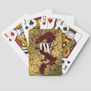 Chinese Dragon Monogram Personalized Playing Cards