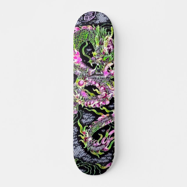 Chinese Dragon Neon Foil Element Custom Pro Board Skateboard (Front)