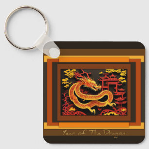 Chinese Dragon New Year 2024 Monogram SqK02 Keychain