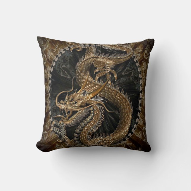 Chinese Dragon Oriental Dragon Throw Pillow (Front)