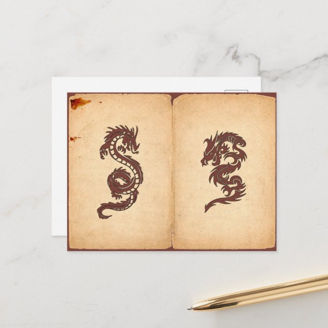 Chinese Dragon, Red Dragon, Fantasy, Mythology Postcard (Front/Back In Situ)