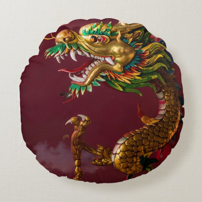 Chinese dragon round pillow (Front)