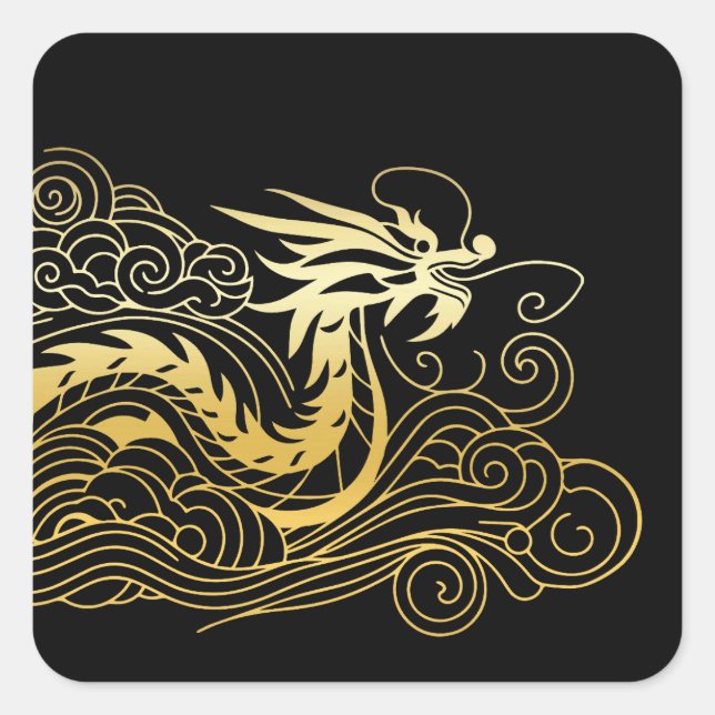 Chinese Dragon Square Sticker (Front)
