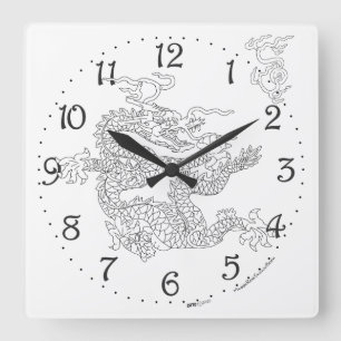Chinese Dragon Square Wall Clock