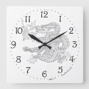 Chinese Dragon Square Wall Clock