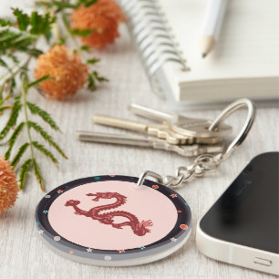 Chinese Dragon Star Pattern Fantasy Art Keychain