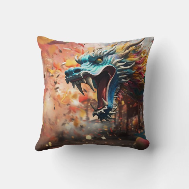 chinese dragon symbol 2024 throw pillow (Back)