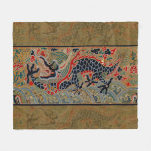 Chinese Dragon Symbol Antique Asian Fleece Blanket