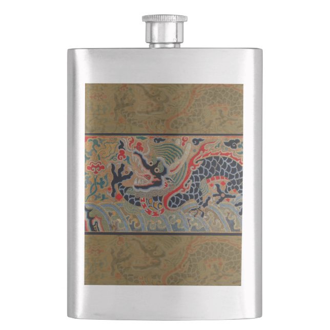 Chinese Dragon Symbol Antique Asian Hip Flask (Front)