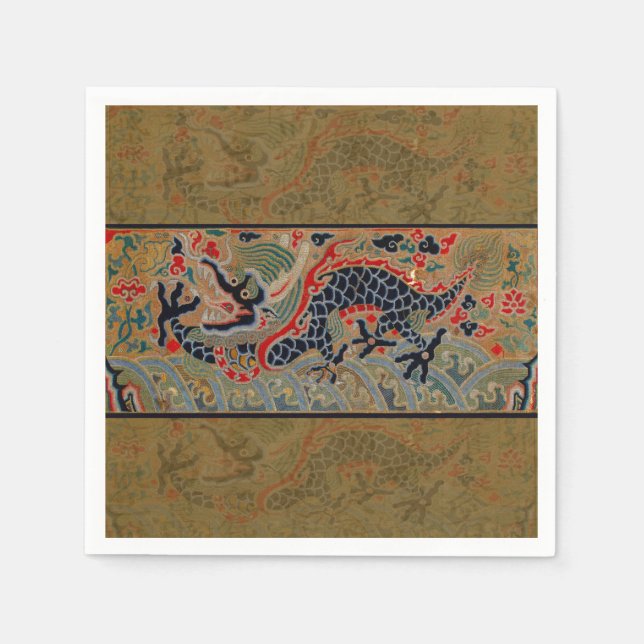 Chinese Dragon Symbol Antique Asian Napkin (Front)