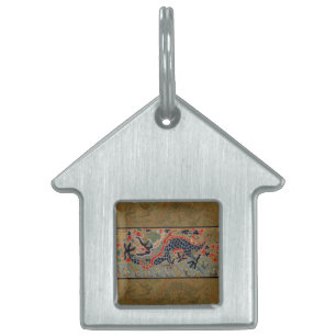 Chinese Dragon Symbol Antique Asian Pet Name Tag