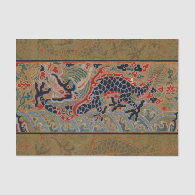 Chinese Dragon Symbol Antique Asian Tissue Paper (Front)