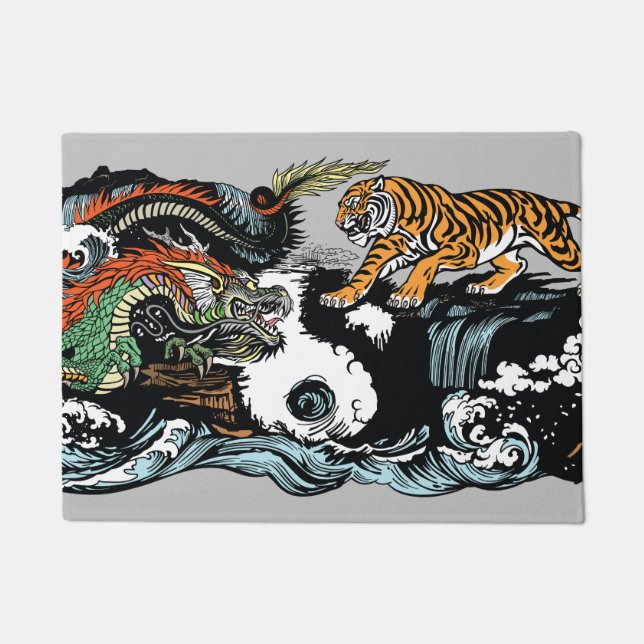 Chinese Dragon versus Tiger Doormat (Front)