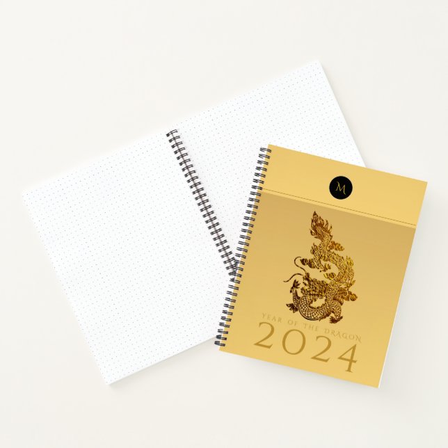 Chinese Dragon Year 2024 Elegant Monogram LSN Notebook (Inside)