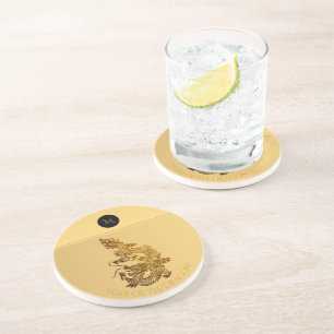 Chinese Dragon Year 2024 Elegant Monogram RSC Coaster