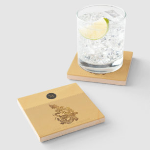 Chinese Dragon Year 2024 Elegant Monogram SC Stone Coaster