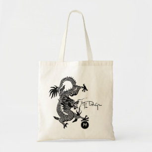 Chinese Dragon Year Black paper-cut Monogram TB Tote Bag