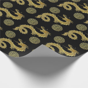 Chinese Dragons Prosperity Symbols Your Colour Wrapping Paper