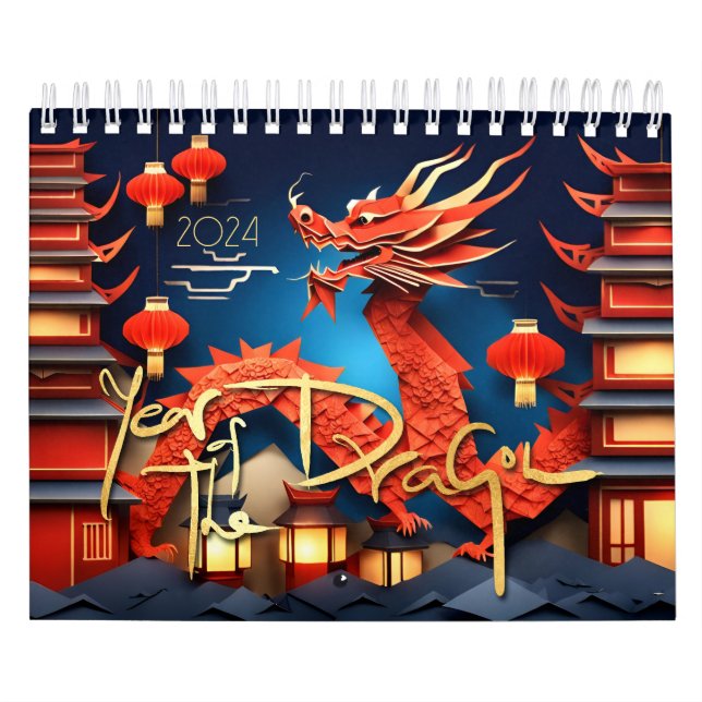 Chinese Dragons Year custom year 2024 C Calendar (Cover)