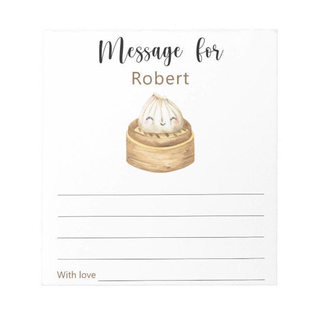 Chinese dumpling birthday time capsule message notepad (Front)