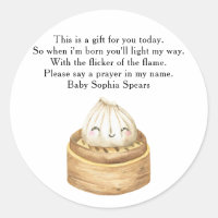 Chinese dumpling Prayer Candle Label