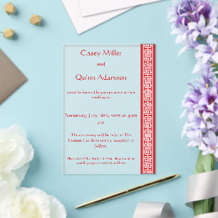 Chinese Elegance in Cherry Acrylic Wedding  Invitations