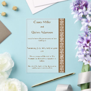 Chinese Elegance in Chocolate Acrylic Wedding  Invitations