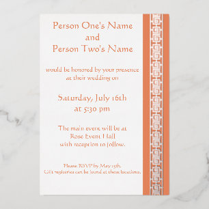 Chinese Elegance in Coral Foil Invitation